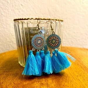 *3 for $20* Boho tassel earrings/blue